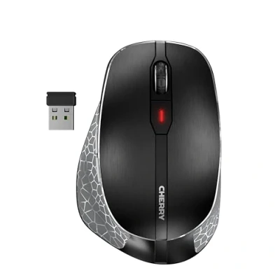 Imagen de CHERRY MW 8C ERGO, Ratón Inalámbrico con Reposapulgar Ergonómico para Diestros, Conexión Bluetooth o RF 2.4 GHz, Recargable, Negro