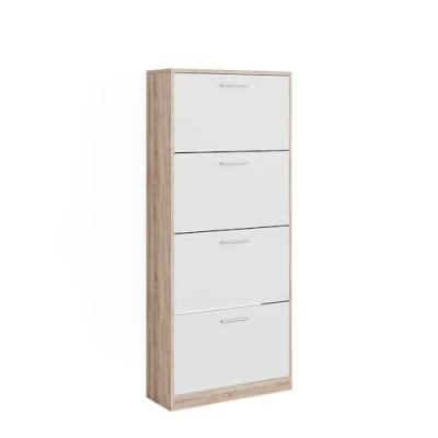 Imagen de Vicco Zapatera abatible Gizmo, Sonoma/Blanco, 59 x 137 cm con 4 compartimentos