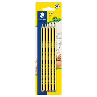 Imagen de STAEDTLER 121 S BK5D Noris Lápices de grafito escolar, varios grados, 2B, B, HB, H, 2H (paquete 5), color negro