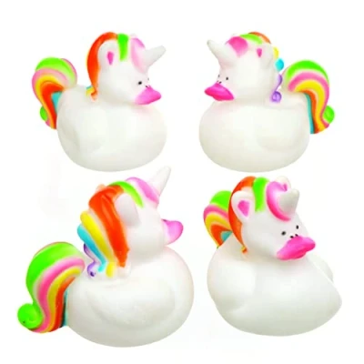 Imagen de Baker Ross Patitos unicornios multicolor, ideales para bolsas sorpresa que los niños jueguen con ellos (pack de 4).