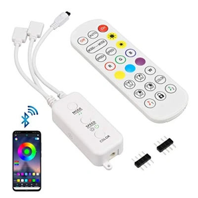 Imagen de Controlador Bluetooth de Tiras luz LED 2 Conectores, Control la App sincronización música Compatible con 5V 24V 4 Pin RGB Tira