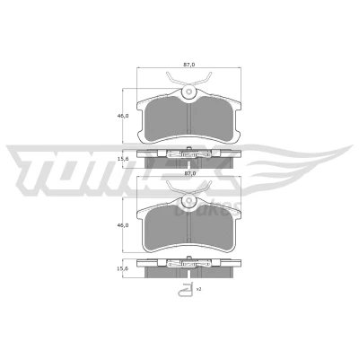 Imagen de TOMEX brakes TX 13 65 Juego de pastillas freno Eje trasero con avisador acústico desgaste accesorios TOYOTA: Corolla VIII Compact