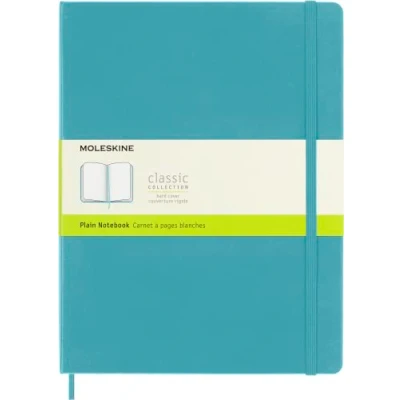 Imagen de Moleskine Cuaderno Clásico con Hojas Lisas, Tapa Dura y Cierre Elástico, Color Azul Arrecife, Tamaño Extra Grande 19 x 25 cm, 192