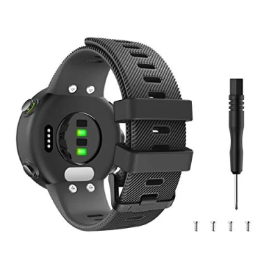 Imagen de MoKo Correa de Reloj Deportiva Compatible con Garmin Forerunner 45/Forerunner 45S/Swim 2 , Pulsera Elegante y Ajustable, Banda Inteligente 4.92&quot; 7.48&quot;(125mm 190mm) Repusto, Negro