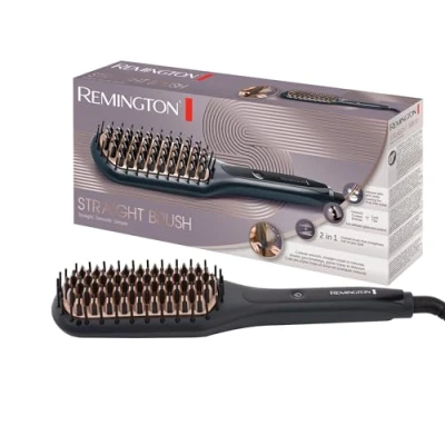 Imagen de Remington Cepillo Alisador Straight Brush, Cerámica Avanzada Anti estática, 3 Temperaturas hasta 230C, Cabezal para Facilitar el Alisado, Interruptor Encendido/Apagado, Neceser, CB7400