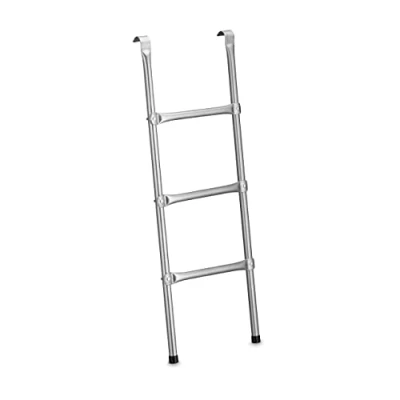 Imagen de Relaxdays Leiter Escalera Cama Elástica, Escalerilla Trampolín, 96 cm, con Enganche, 3 Peldaños, Universal, Acero, Plateado, x 37 6 cm