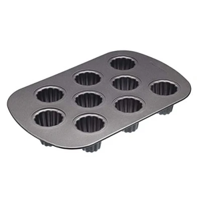 Imagen de KitchenCraft MasterClass Molde para Madalenas con 9 Huecos de Acero al Carbono Antiadherente Libre PFOA, 32,5 x 22 cm