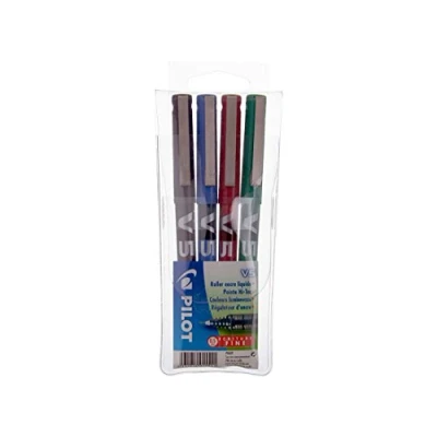 Imagen de PILOT V5 Paquete de 4 bolígrafos tinta líquida con trazo fino, multicolor