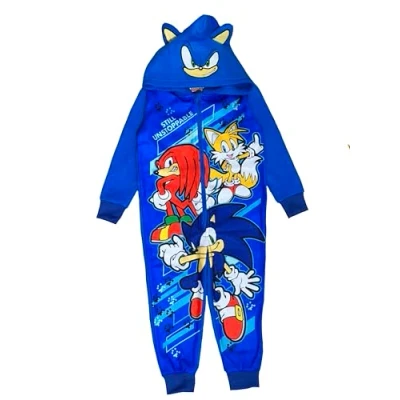 Imagen de Sonic The Hedgehog, Pijama todo en uno con capucha para niños o niñas, de 4 a 14 años, Sonic, 13 Años