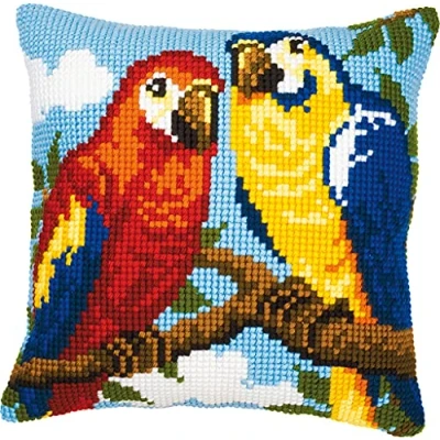 Imagen de Vervaco Punto De Cruz Kit Cojin Decorativo Loros Manualidades Adultos Decoracion Bordar Principiantes Completo DIY Bordado Creativo Regalo ca. 40x40 cm Cross Stitch Embroidery