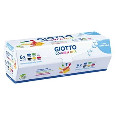Imagen de Giotto 218951 Estuche 6 botes pintura a dedos, 100 ml cada uno, colores surtidos, multicolor, (Paquete de 6) (FILA 534100)