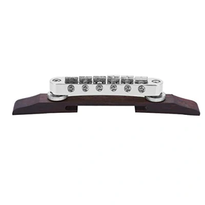 Imagen de Puente de Guitarra, Palo Rosa Base Saddle para SG LP Tipo Jazz Guitarra Accesorio Instrumento Musical(plata)