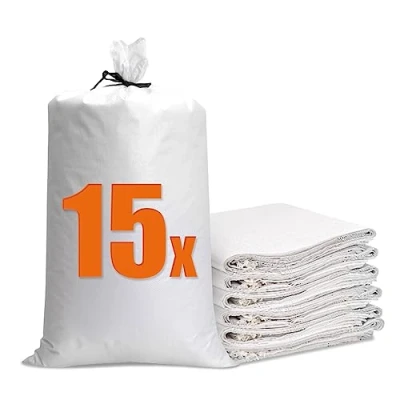 Imagen de Sacos Escombros,Saco Rafia,15 Piezas para Tierra Jardin Bolsas De Basura Escombros Tejidas Color Blanco 70x113cm