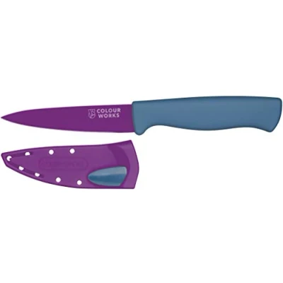 Imagen de Colourworks Cuchillo Mondador con Funda para Afilar Cuchillos Edgekeeper, Acero Inoxidable, Morado, 9,5 cm