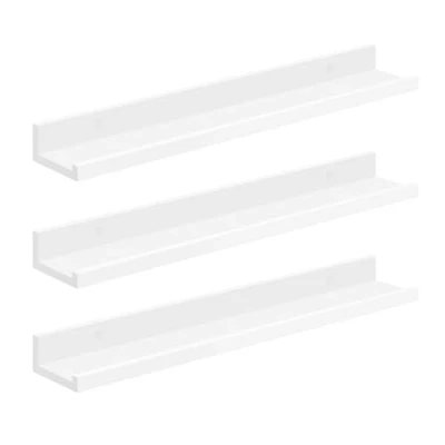 Imagen de SONGMICS Estantería de Pared Colgante, Lote 3, decoración salón, Longitud 80 cm, Estante Flotante para Marcos Fotos, Sala Estar, Oficina, Cuarto baño, Cocina, Blanco LWS081W01