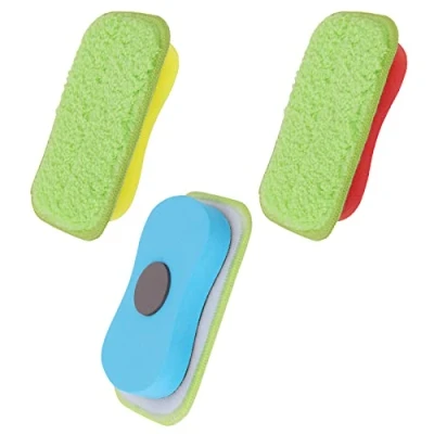 Imagen de cobee borrador de tiza microfibra sin polvo, 3 piezas pizarra lavable, magnético, reutilizable, suministros escolares oficina