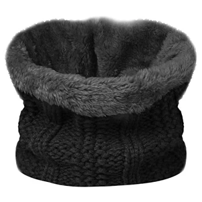 Imagen de TOSKATOK Niños Niñas Invierno Rib Seed Stitch Térmico Cálido Acogedor Forro Polar Calentador De Cuello Snood Bufanda Con Conjunto Gorro