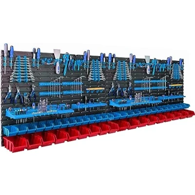 Imagen de botle 46 cajas apilables de pared plástico, 231,6 x 78 cm, soporte para herramientas, taller, garaje, sistema almacenamiento