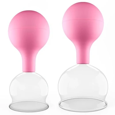 Imagen de Pulox Juego de vasos para ventosaterapia (2 unidades, tamaño grande), color rosa