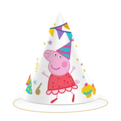 Imagen de BeenSmile, Gorros PEPPA PIG, de Cartón, Decoración Cumpleaños Infantil, Gorritos para Fiesta Cumpleaños, 6 Unidades