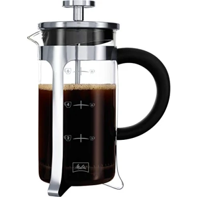 Imagen de Melitta Premium cafeteras de émbolo (Single French Press, Vidrio, Negro, Acero Inoxidable, borisilicatado, Noir, Acier inoxydable, Transparent