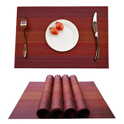 Imagen de KOKAKO Manteles Individuales 4 Piezas,Lavables PVC Salvamanteles Repelentes de Suciedad para la Mesa Comedor Cocina,Rojo