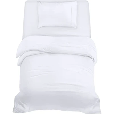 Imagen de Utopia Bedding Funda nordica Cama 90, Sabana Bajera 90x190 y Almohada (50x75cm) edredon 135x200 Juego de Microfibra cepillada Suave (Blanco)