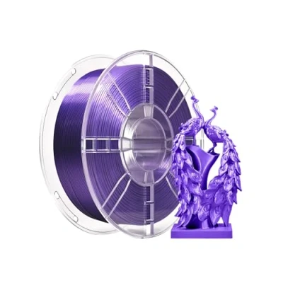 Imagen de PLA+ Filamento 3D de 1,75 mm, PLA Plus, precisión dimensional +/ 0,02 bobina 1 kg (2,2 LBS) impresión para impresora (seda púrpura)