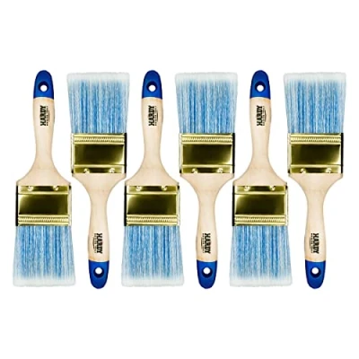 Imagen de Hardy Pincel Plano Serie 42 para Pintar con Pinturas Acrílicas y Barnices Cobertura Eficiente Uniforme Cerdas Sintéticas Mango de Madera Juego 6 Piezas Ancho 60mm