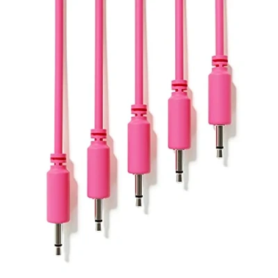 Imagen de ExcelValley 5 Pack Cables de Conexión Mono Modulares TS 3,5mm 1/8&quot; Eurorack Sintetizador [Rosa 10 cm 4&quot;]