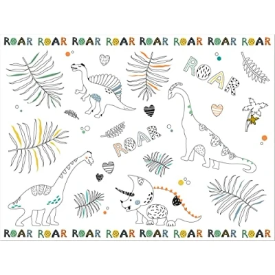 Imagen de Folat 68338 Manteles individuales para colorear Dino Roars 6 piezas, multicolor, Mittel