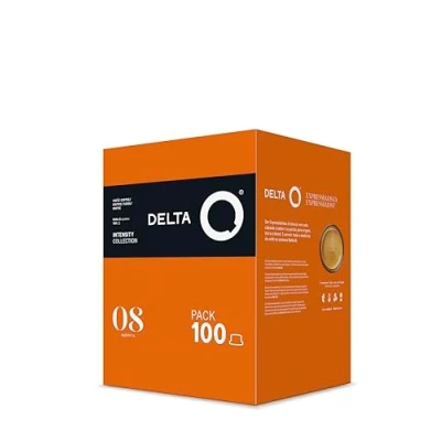Imagen de Delta Q Cápsulas de Café Molido AQtivus 100 Intensidad 8 Compatibles con Cafeteras Espresso Intenso Notas Frutos Secos