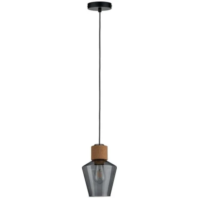 Imagen de Paulmann 79740 Luminaria colgante Neordic Edla máx. 1x20 W, lámpara para E27, de techo, vidrio ahumado/corcho/negro 230 V sin fuente luz