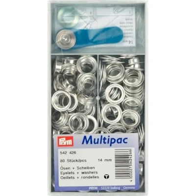 Imagen de Prym 542426 1 Ojales y Arandelas, Acero Inoxidable, Plata, 14 mm, 80