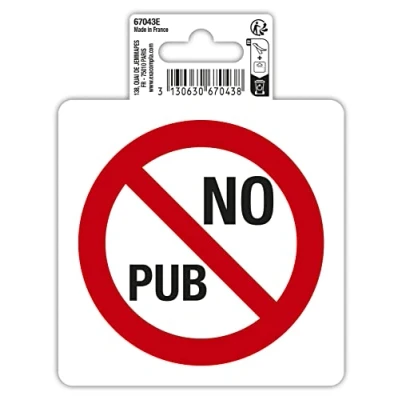 Imagen de Exacompta Ref. 67043E 1 pictograma adhesivo redondo rojo No pub para buzón sin publicidad Stop Vinilo PVC Dimensiones: 10 x cm