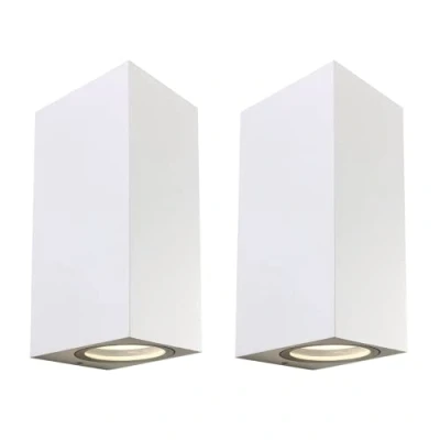 Imagen de wonderlamp Pack 2 Aplique de pared Exterior Classic, Luces GU10, IP 44, Lámpara Moderno, Blanco Mate
