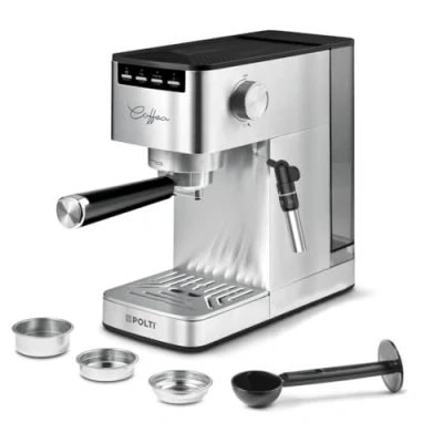 Imagen de Cafetera express Polti Coffea P10S, 15 bar, 2 tazas, Depósito extraíble 1.3 L, Función Steamymilk , Café molido y cápsulas E.S.E