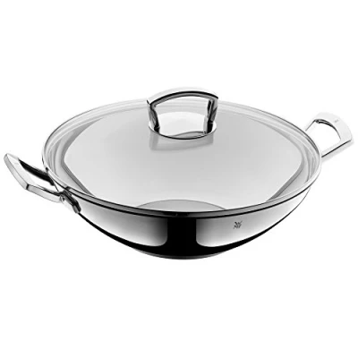 Imagen de WMF Asia Sartén Wok con Tapa de Cristal, Acero Inoxidable Pulido, 36