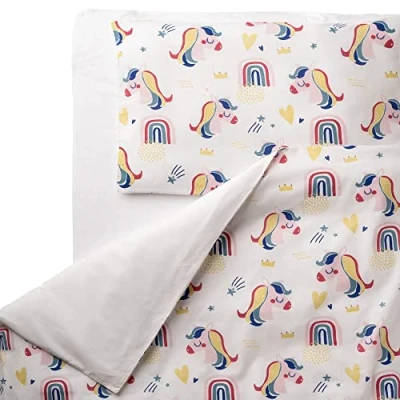 Imagen de FlyIdeas Juego de Ropa Cama para Bebés 2 Piezas, Funda Nordica 120x150 cm y Almohada 40x60 100% Algodon Certificado, Hecho in EU