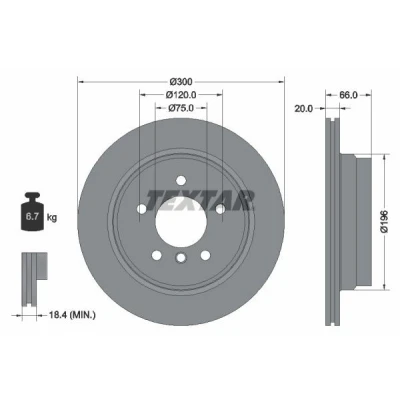 Imagen de TEXTAR PRO 92154903 Disco de freno 300 20 05/06 120 ventilación interna revestido sin perno sujeción rueda, buje rueda BMW: 3 Berlina