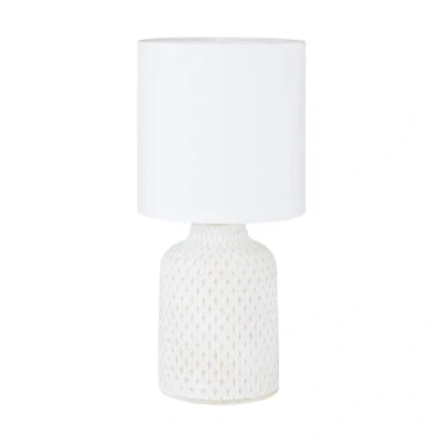 Imagen de Eglo Bellariva lámpara de mesa, mesilla noche cerámica en color crema, textil blanco, salón con interruptor, casquillo E14