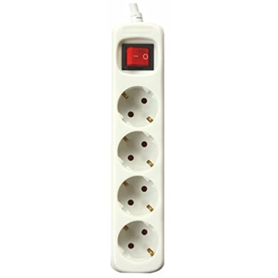Imagen de SILVER ELECTRONICS Regleta Enchufe con 4 Tomas Interruptor, Blanco, Enchufes, Cable de 1,5 Metros, protección Infantil, Toma Tierra, sobretensiones