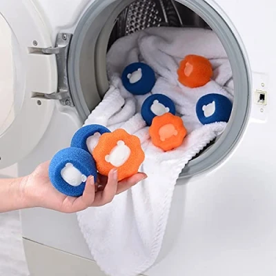 Imagen de STARWAVE 3PCS Reusable Hair Remover Washing Machine Catcher Laundry Ball, The Newest Clothes Anti Winding Adsorption Removal Cleaning Dryer Ball for Clothing Dog Cat Pet
