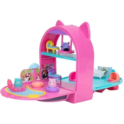 Imagen de Squish a longs by Original Squishmallows Party Pack On The Go Playset Serie 1 Tres Mini de Pulgada con 9 Muebles Colecciona, intercambia y Juega