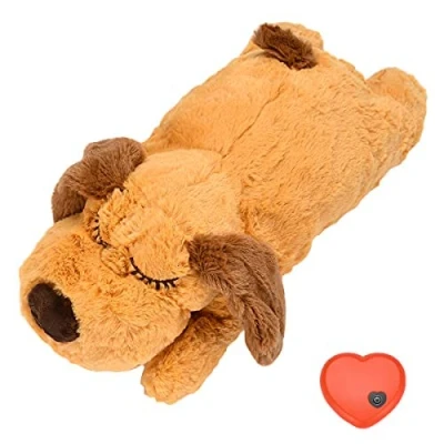 Imagen de EHOTER juguete de latido del corazón para perros, ayuda entrenamiento conductual cachorros, latidos corazón, acurrucarse, alivio la ansiedad, dormir, peluche