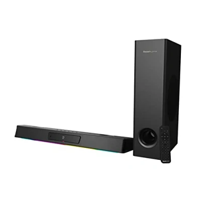 Imagen de Sound Blaster Katana V2X Barra de sonido multicanal para juegos 5.1 con subwoofer compacto, potencia máxima 180 W, diseño triamplificado 5 drivers, tecnología Super X Fi e iluminación RGB
