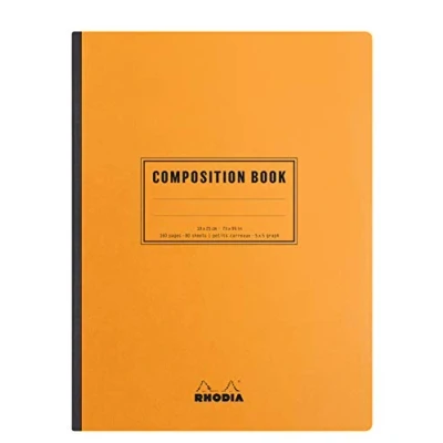 Imagen de Clairefontaine 119228C Cuaderno Composición Book Rhodia 160 páginas, 19 x 25 cm, 80 g, cuadrícula pequeña, cubierta revestida, color naranja
