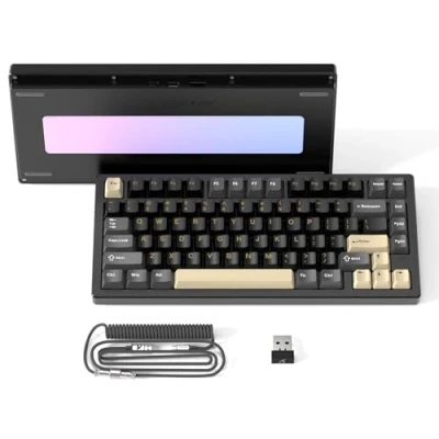Imagen de ATTACK SHARK X75 Via QMK Teclado Mecánico Gaming Inalámbrico Completo De Aluminio, BT/2.4G/USB C, Interruptores Lineales Intercambiables RGB, Diseño QWERTY del 75% con 5 Capas Amortiguación Negro