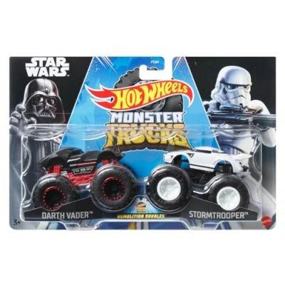 Imagen de Hot Wheels Monster Trucks Demolition Double Coches de metal 1/64 Darth Vader Vs Stormtrooper