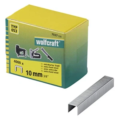 Imagen de wolfcraft Grapa de lomo ancho, acero extra duro, tipo 053 I 7037100 Ideales para fijar telas, tejidos y listones madera delgados